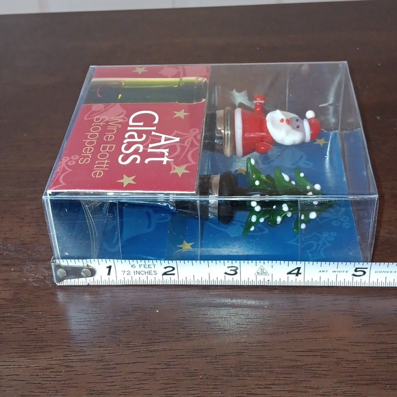 Jolly Art Glass Wine Bottle Stoppers Santa and Christmas Tree New in box - Picture 5 of 5